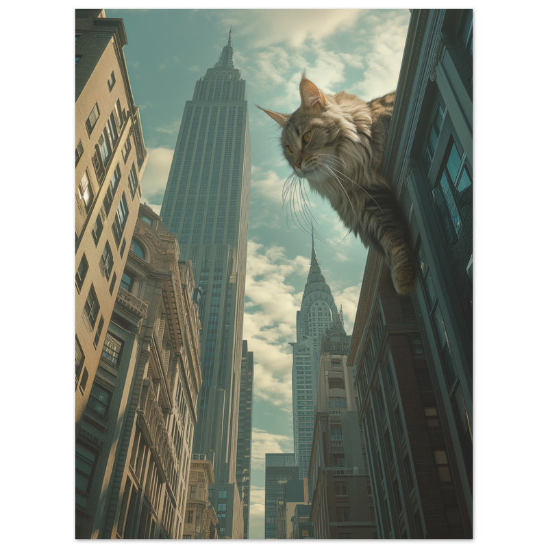 Panel de aluminio impresión de gato "Gigante en la Ciudad" Michilandia | La tienda online de los fans de gatos