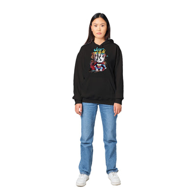 Sudadera con capucha unisex estampado de gato "Super Michi" Gelato