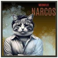 Póster Semibrillante de Gato con Marco Metal "Narcogato" Michilandia | La tienda online de los fans de gatos