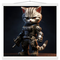 Póster semibrillante de gato con colgador "War Meowchine"