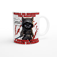 Taza blanca con impresión de gato "El Ninja de las Galletas" Michilandia | La tienda online de los amantes de gatos