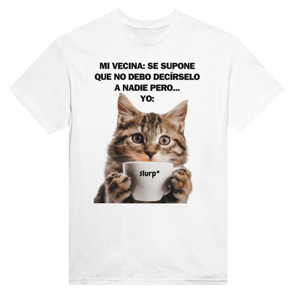 Camiseta Unisex Estampado de Gato "Chisme Gatuno" Michilandia | La tienda online de los fans de gatos