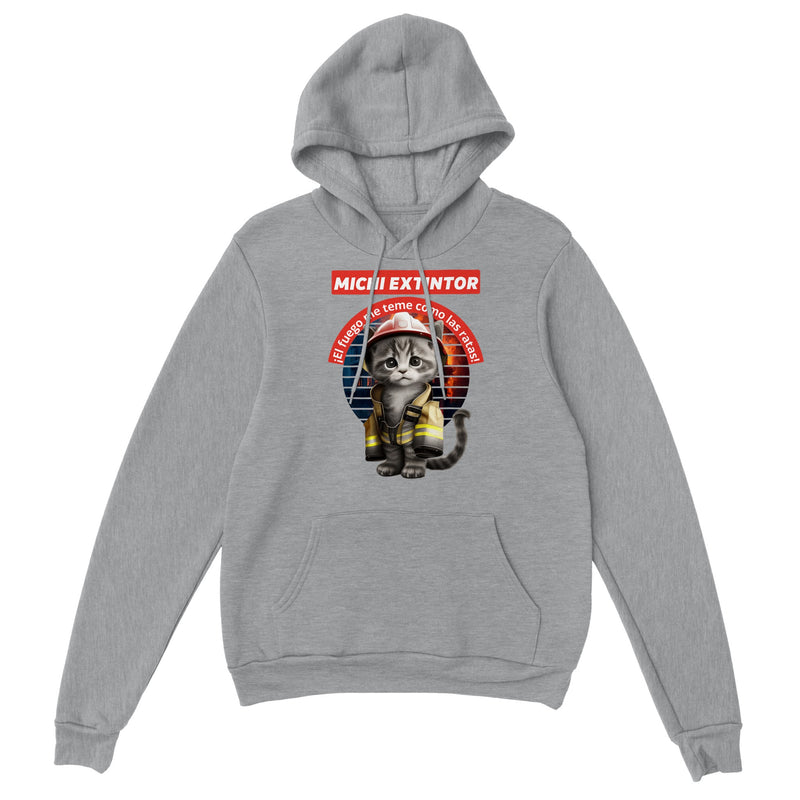 Sudadera con capucha unisex estampado de gato "Michi Extintor" Gelato