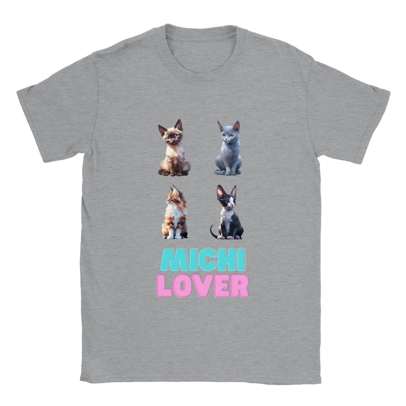 Camiseta unisex estampado de gato "Michi Lover" v3 Gelato