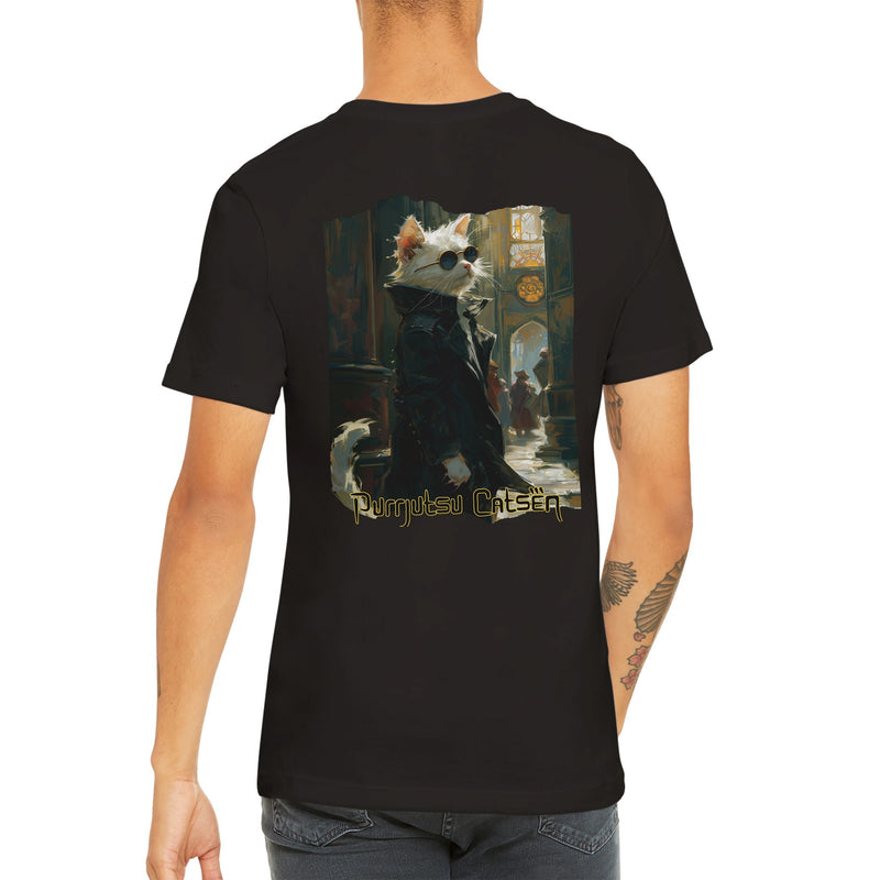 Camiseta Prémium Unisex Impresión Trasera de Gato 