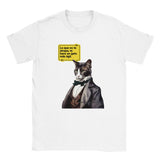 Camiseta unisex estampado de gato "Friedrich Michi Nietzsche" Blanco
