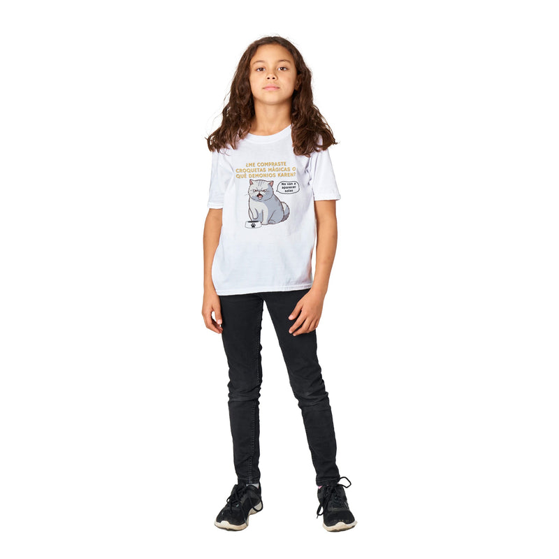 Camiseta Junior Unisex Estampado de Gato "Croquetas Mágicas" Michilandia | La tienda online de los fans de gatos