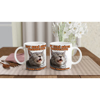 Taza Blanca con Impresión de Gato "Siesta Productiva" Michilandia | La tienda online de los fans de gatos