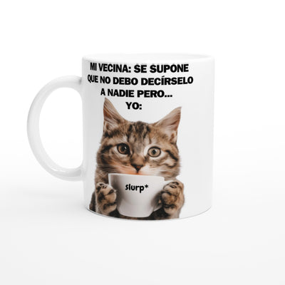 Taza Blanca con Impresión de Gato 