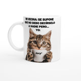 Taza Blanca con Impresión de Gato "Chisme Gatuno" Michilandia | La tienda online de los fans de gatos