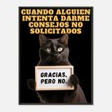 Póster Semibrillante de Gato con Marco Metal "No Gracias" Michilandia | La tienda online de los fans de gatos