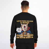 Sudadera Deportiva unisex estampado de gato "Héroe Descansando" Subliminator