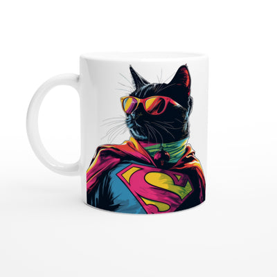 Taza Blanca con Impresión de Gato 