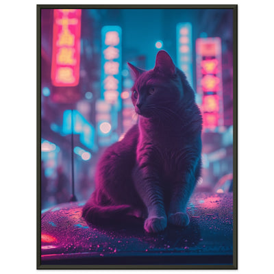 Póster Semibrillante de Gato con Marco Metal 