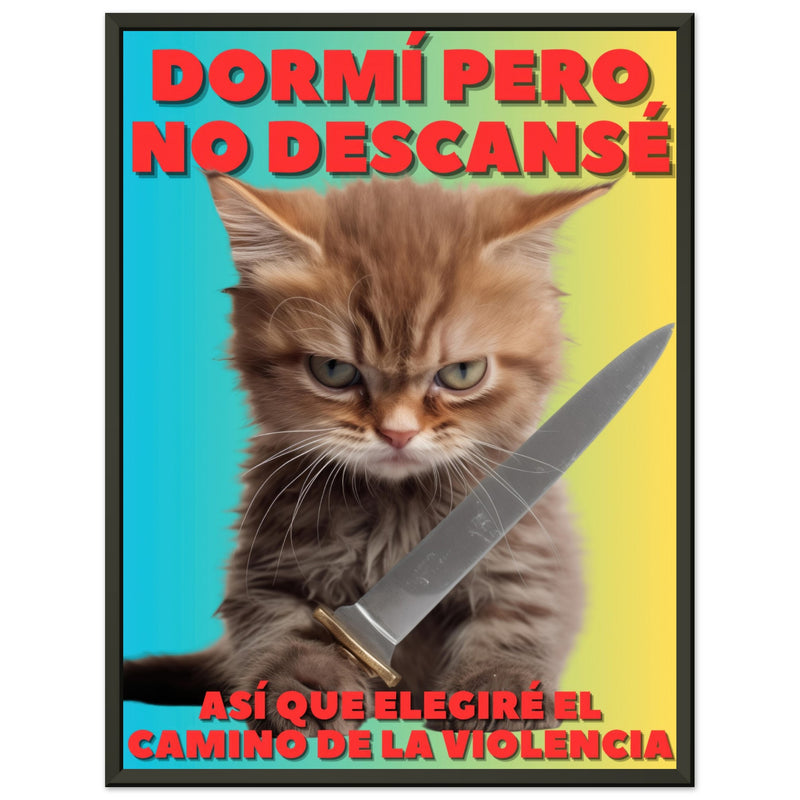 Póster Semibrillante de Gato con Marco Metal "Amanecer Agresivo" Michilandia | La tienda online de los fans de gatos