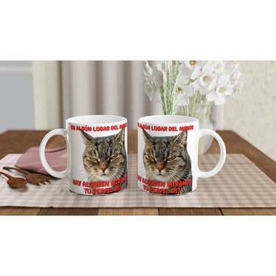 Taza Blanca con Impresión de Gato 