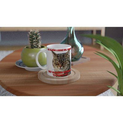 Taza Blanca con Impresión de Gato "Mirada Inquisitiva" Michilandia | La tienda online de los fans de gatos