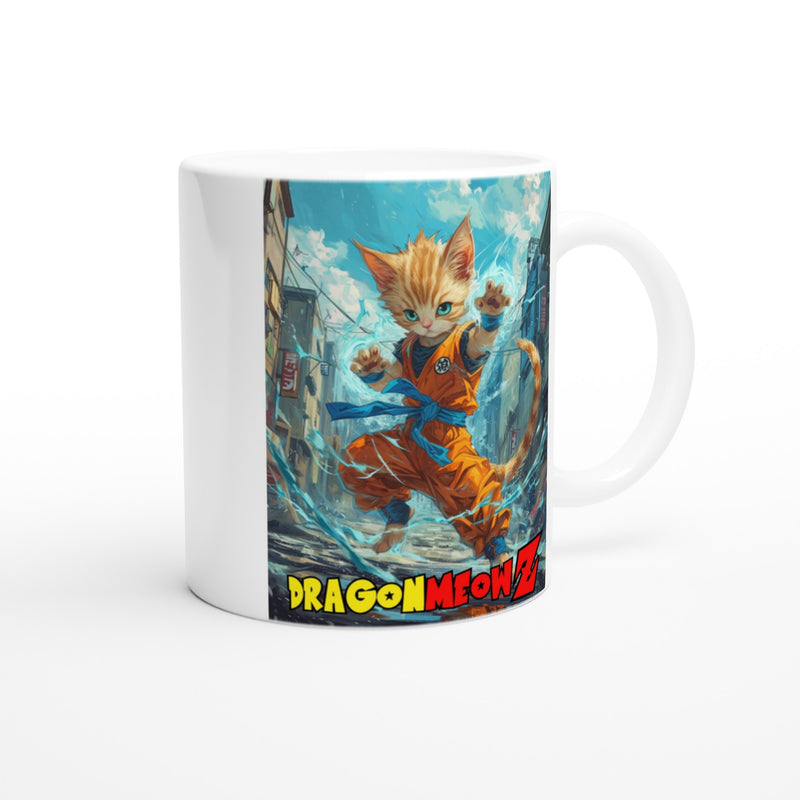 Taza Blanca con Impresión de Gato "Espíritu Saiyajin" Michilandia | La tienda online de los fans de gatos