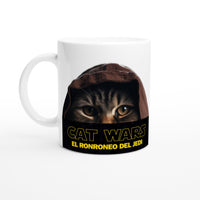 Taza Blanca con Impresión de Gato "Ronroneo Jedi" Michilandia | La tienda online de los fans de gatos