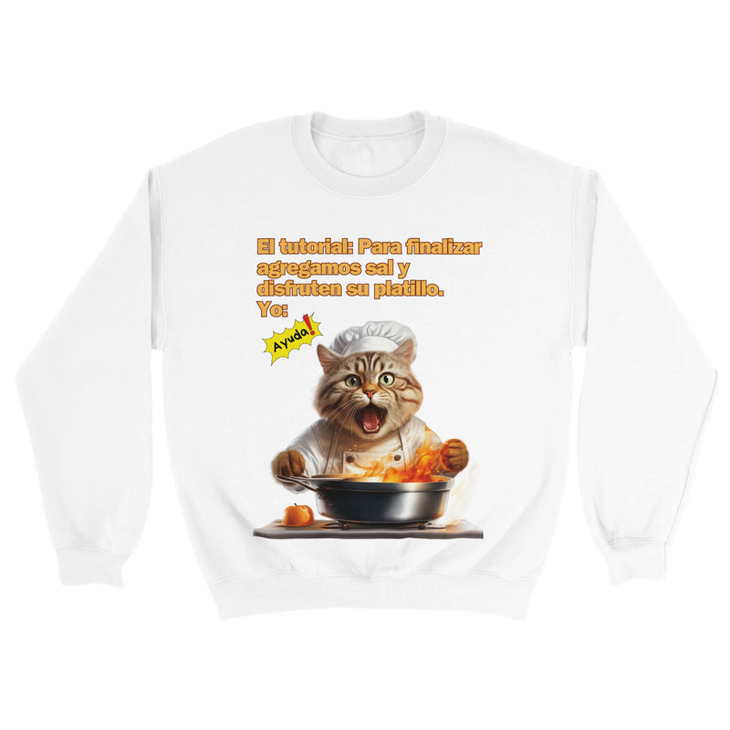 Sudadera Unisex Estampado de Gato "Chef en Apuros" Michilandia | La tienda online de los fans de gatos