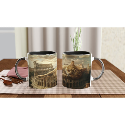 Taza Bicolor con Impresión de Gato 