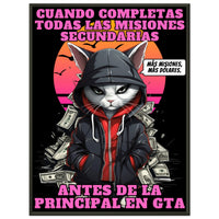 Póster Semibrillante de Gato con Marco Metal "GTA: Gato Theft Auto" Michilandia | La tienda online de los amantes de gatos