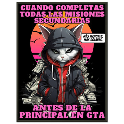 Póster Semibrillante de Gato con Marco Metal 