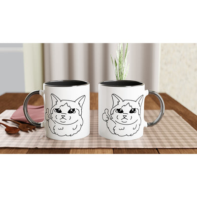 Taza Bicolor con Impresión de Gato 