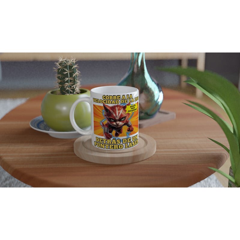 Taza blanca con impresión de gato "Flash Cat" Michilandia | La tienda online de los amantes de gatos