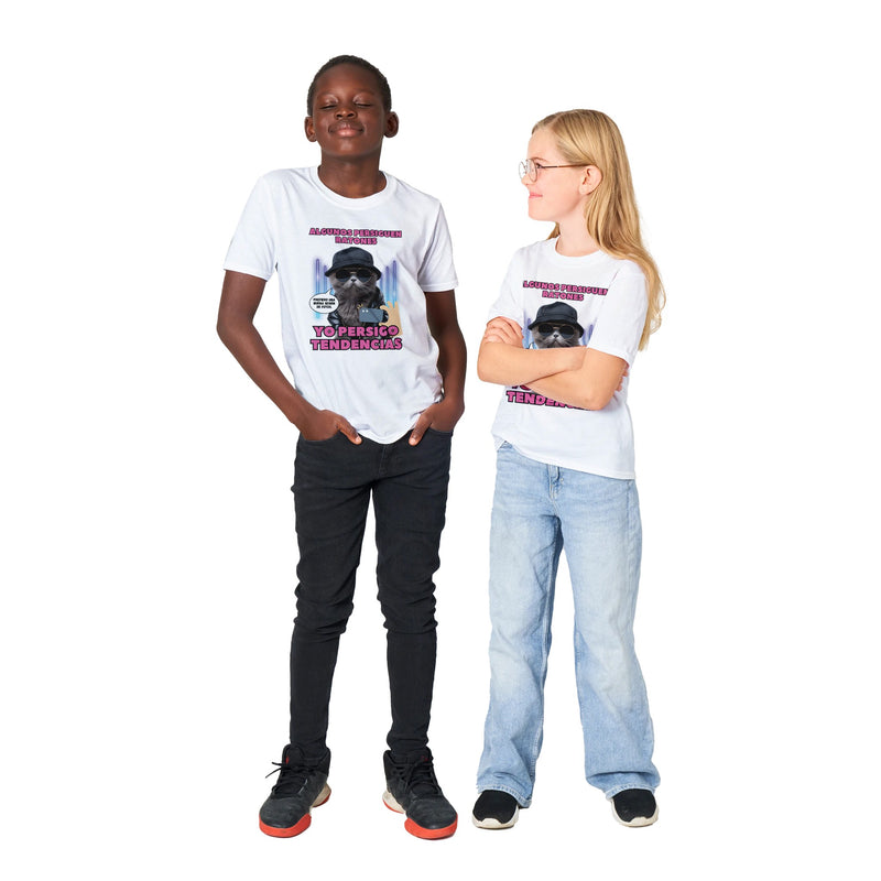 Camiseta Junior Unisex Estampado de Gato "Estilo Munchkin" Michilandia | La tienda online de los fans de gatos