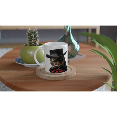 Taza Blanca con Impresión de Gato "Miau Enmascarado" Michilandia