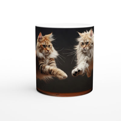 Taza blanca con impresión de gato 