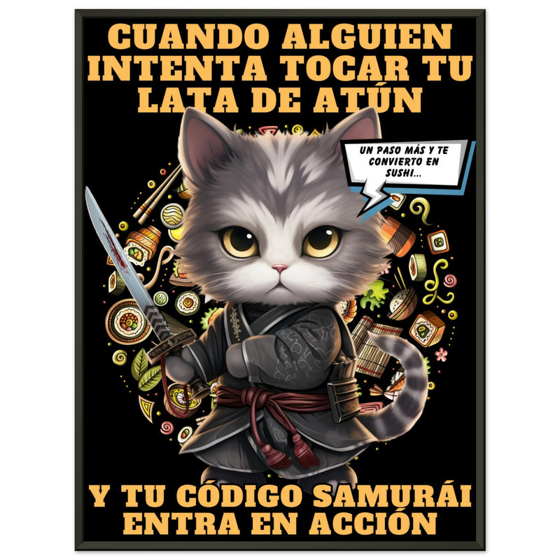 Póster Semibrillante de Gato con Marco Metal 