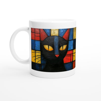 Taza Blanca con Impresión de Gato 