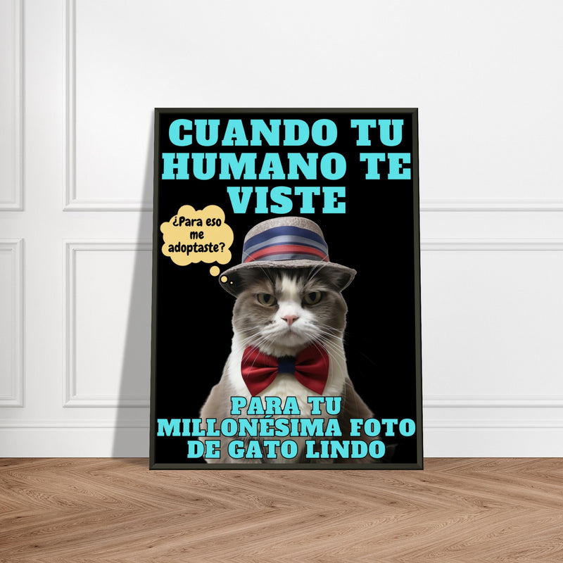 Póster Semibrillante de Gato con Marco Metal 