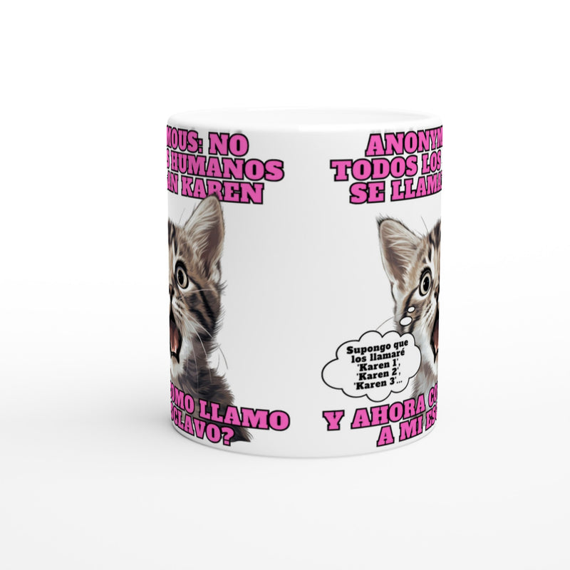 Taza Blanca con Impresión de Gato "El Gran Descubrimiento" Michilandia | La tienda online de los fans de gatos