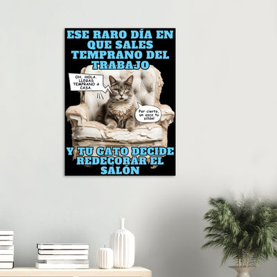 Panel de aluminio impresión de gato "Sorpresa en el Salón" Michilandia | La tienda online de los amantes de gatos