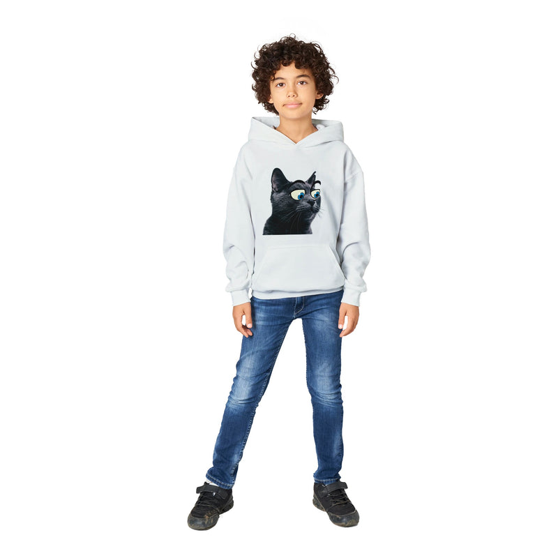 Sudadera con capucha júnior estampado de gato "Ojos Divertidos" Michilandia