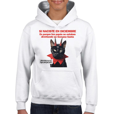 Sudadera con capucha júnior estampado de gato 