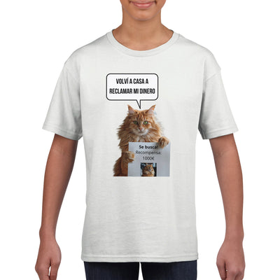 Camiseta Junior Unisex Estampado de Gato 