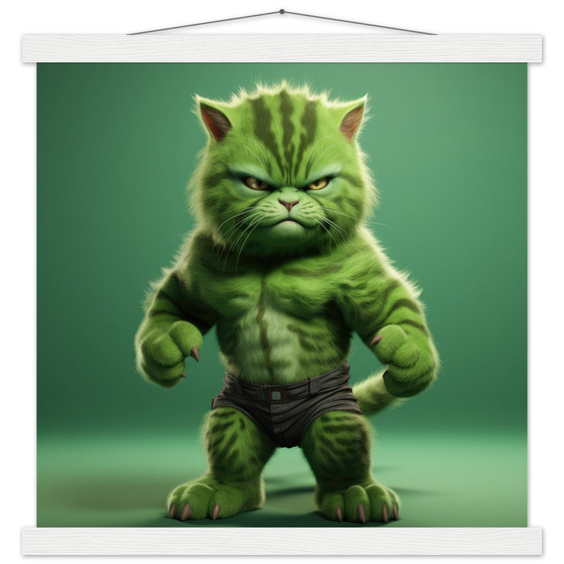 Póster semibrillante de gato con colgador "Michi Hulk" Gelato