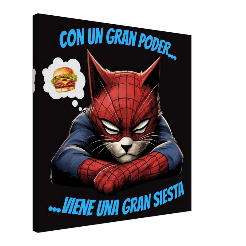 Lienzo de Gato "Spider-Siesta" Michilandia | La tienda online de los amantes de gatos