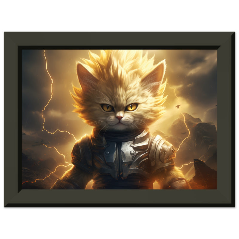 Póster Semibrillante de Gato con Marco Metal "El Último Saiyajin Felino" Michilandia | La tienda online de los fans de gatos