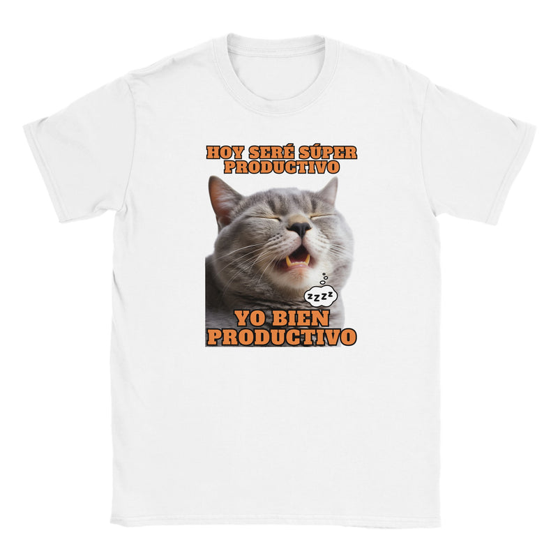 Camiseta Junior Unisex Estampado de Gato "Siesta Productiva" Michilandia | La tienda online de los fans de gatos