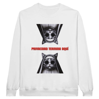 Sudadera Unisex Estampado de Gato "Privacidad termina aquí" Michilandia | La tienda online de los fans de gatos