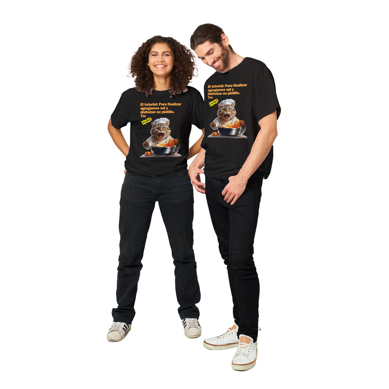 Camiseta Unisex Estampado de Gato "Chef en Apuros" Michilandia | La tienda online de los fans de gatos