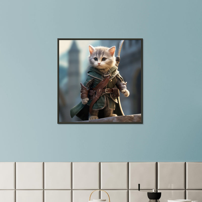 Póster semibrillante de gato con marco metal "Michi Legolas" Gelato