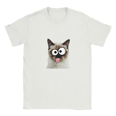 Camiseta Junior Unisex Estampado de Gato "Birmano Travieso" Michilandia