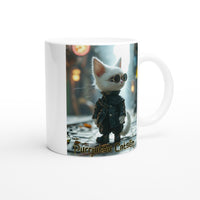 Taza Blanca con Impresión de Gato "Exorcista Felino" Michilandia | La tienda online de los fans de gatos