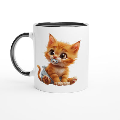 Taza Bicolor con Impresión de Gato 